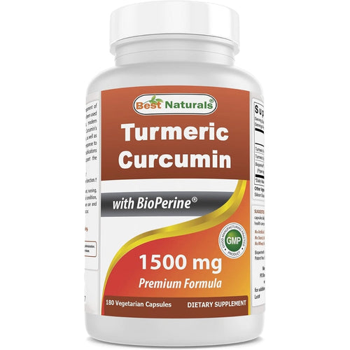 Turmeric Curcumin 1500mg with BioPerine by Best Naturals Blended Vitamin & Mineral Supplements BEST NATURALS 180 Counts