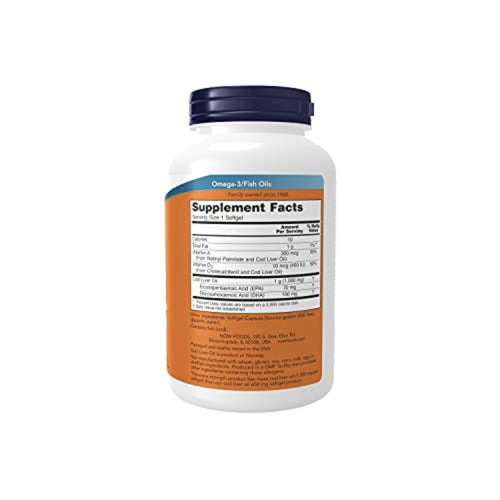 NOW Foods - Cod Liver Oil 1000 mg - 180 Softgels fish oil SUPPS247