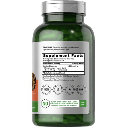 Ceylon Cinnamon 4000 mg 250 Capsules by Horbaach General SUPPS247