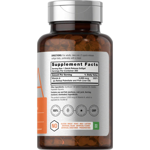 Vitamin A 10000 IU Softgels | 300 Count by Horbaach Vitamins SUPPS247
