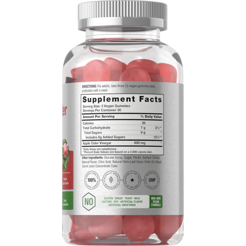 Vegan Apple Cider Vinegar Gummies 600mg | 90 Count by Horbaach Detox & Cleanse SUPPS247