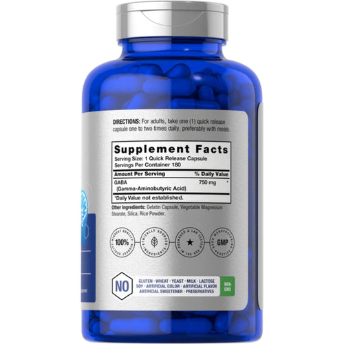 GABA 750mg | 180 Capsules by Horbaach General SUPPS247