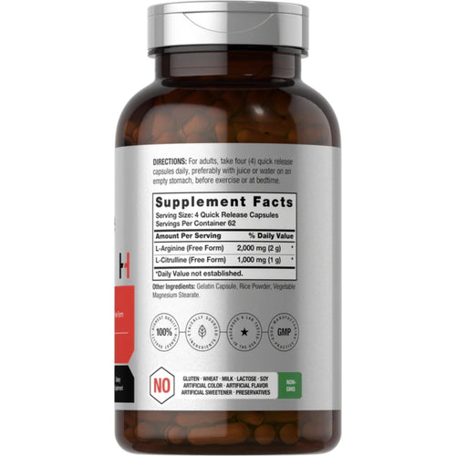 L-Arginine L-Citrulline Complex | 3000mg | 250 Capsules by Horbaach General SUPPS247
