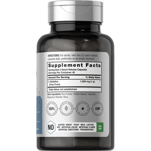 L-Histidine 1000mg 60 Capsules by Horbaach General SUPPS247