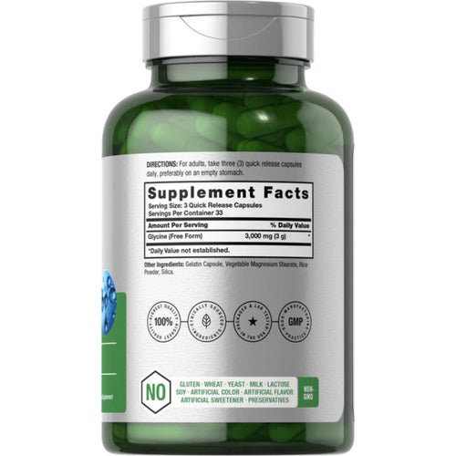 Glycine 3000 mg 100 Capsules by Horbaach SUPPS247