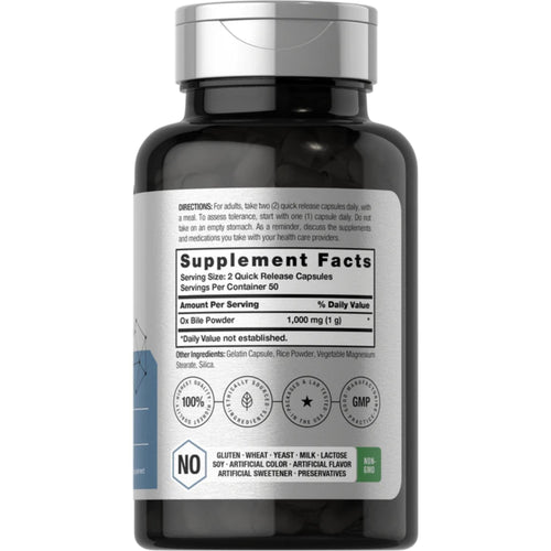 Ox Bile 1000 mg 100 Capsules by Horbaach Blended Vitamin & Mineral Supplements SUPPS247