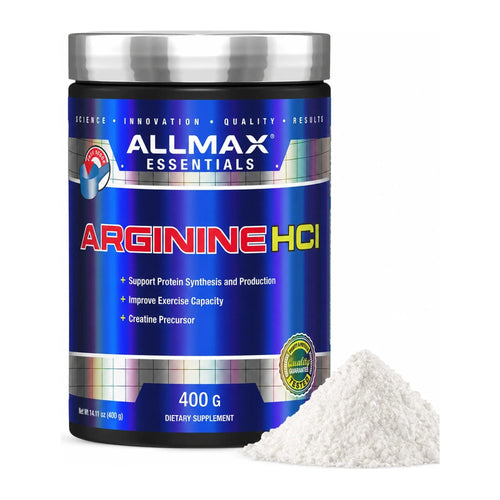 Allmax Essentials Arginine HCl – 400g, front of tub