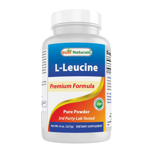 Best Naturals L-Leucine Pure Powder 8 OZ, front of tub