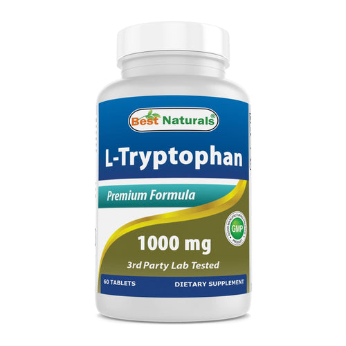 Best Naturals L-Tryptophan 1000 Mg 60 Tablets, front of bottle