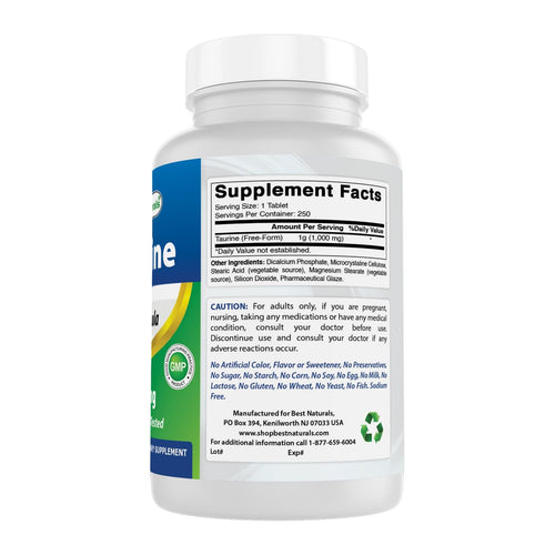 Taurine by Best Naturals, supplement facts panel