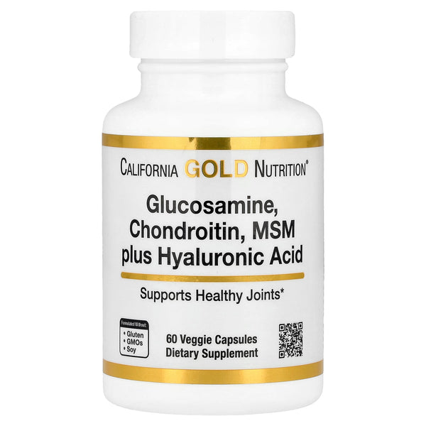 California Gold Nutrition Glucosamine, Chondroitin, MSM plus Hyaluronic Acid, 60 Veggie Capsules