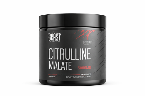 Beast Labs Nutrition Citrulline Malate 5000 mg supplement container on white background