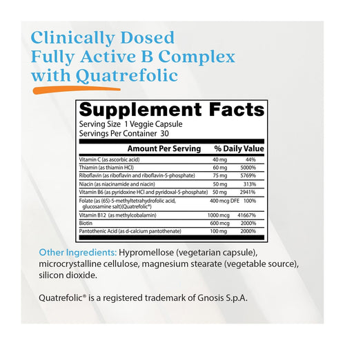 Doctor's Best Fully Active B Complex, supplement facts panel