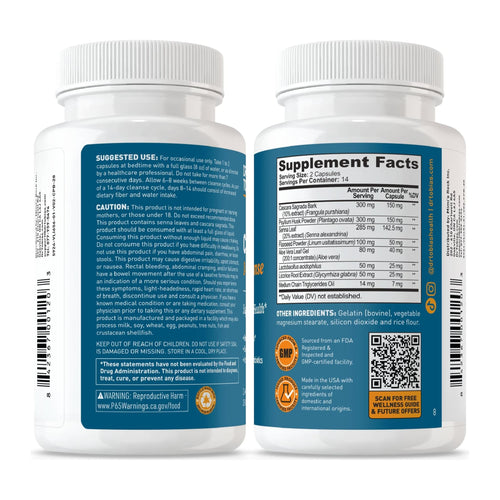 Colon Advanced Gut Cleanse by Dr. Tobias, supplement facts and directions label