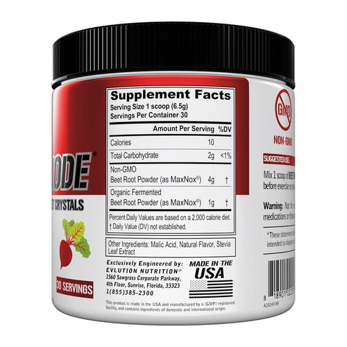 Evlution Nutrition Beet Mode (30 Servings), supplement facts panel