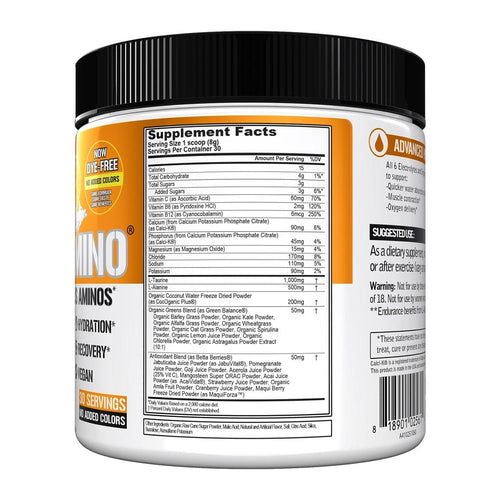 EVL Hydramino, supplement facts panel