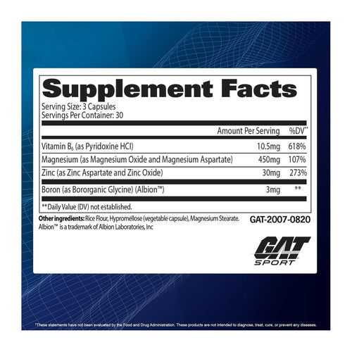 Gat ZMAG-T, supplement facts panel