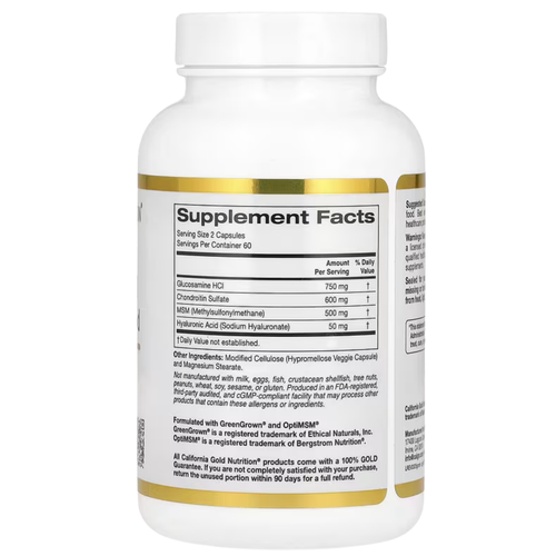 Glucosamine, Chondroitin, MSM plus Hyaluronic Acid by California GOLD Nutrition