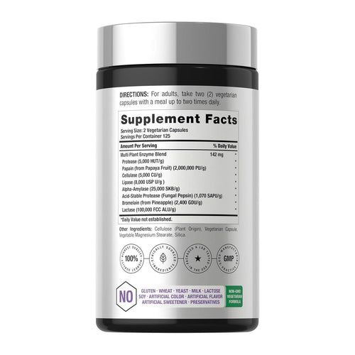 Essential Digestive Enzymes by Horbaach, supplement facts panel