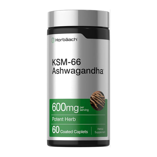 KSM-66 Ashwagandha 600mg with L-Theanine | by Horbaach, front of bottle