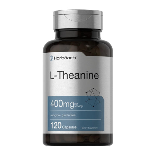 L-Theanine 400mg By Horbaach, 120 capsule bottle front