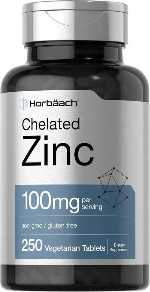 Horbäach Chelated Zinc Supplement 100mg | 250 Tablets General Horbaach