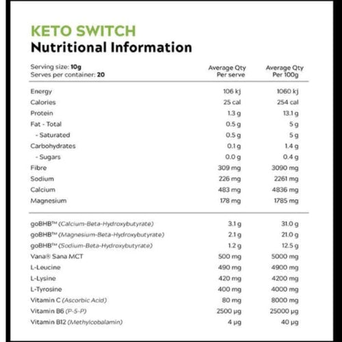 KETO SWITCH (BHB Ketones) by Switch Nutrition