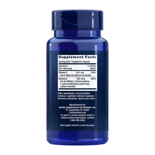 Super Selenium Complex 200mcg by Life Extension, supplement facts panel