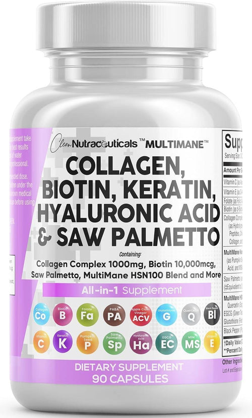 Hair Skin and Nails Vitamins and DHT Blocker by Clean Nutra General Clean Nutraceuticals