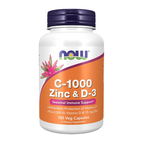 C-1000 Zinc D3, 100 veg caps by NOW FOODS, front of bottle