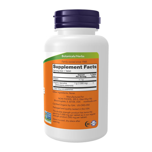 Now foods Spirulina 1000 mg 120 Tablets, supplement facts panel