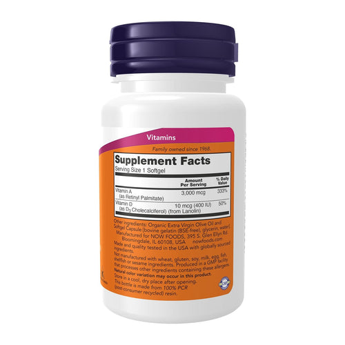 Vitamin A & D Eye & Bone Health, supplement facts panel