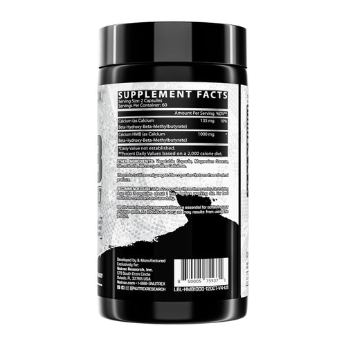 HMB 1000 by Nutrex Research, supplement facts panel