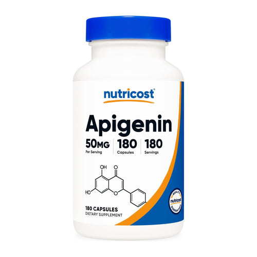 Nutricost Apigenin 50mg, 180 Capsules, front of bottle