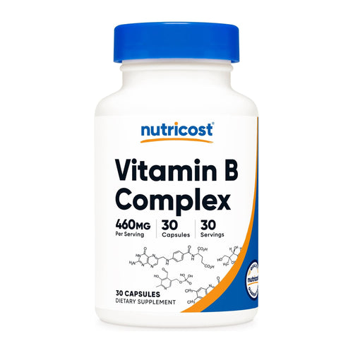 Nutricost Vitamin B complex, 460 MG, 30 serves, front of bottle