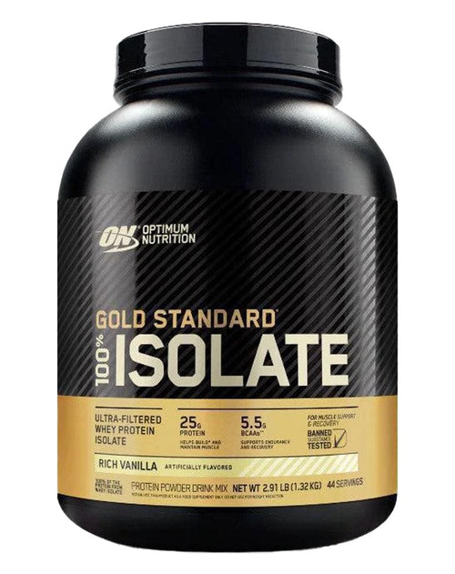 Optimum Nutrition Gold Standard 100% Isolate 3 lb tub, Rich Vanilla, 1.32 kg, 44 serves