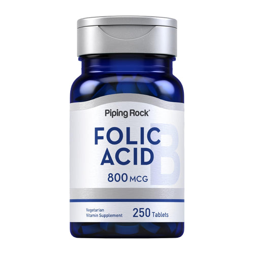 Folic Acid, 800 mcg, 250 Tablets BY Piping Rock, front of bottle