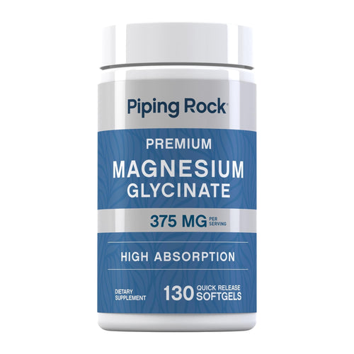 Premium Magnesium Glycinate by Piping Rock 375 mg, front of bottle