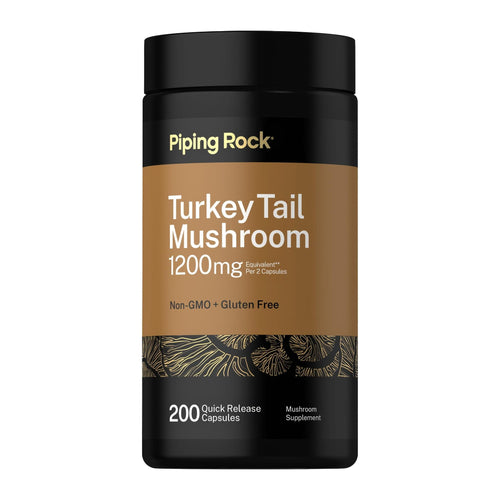 Turkey Tail Mushroom by Piping rock, front of bottle