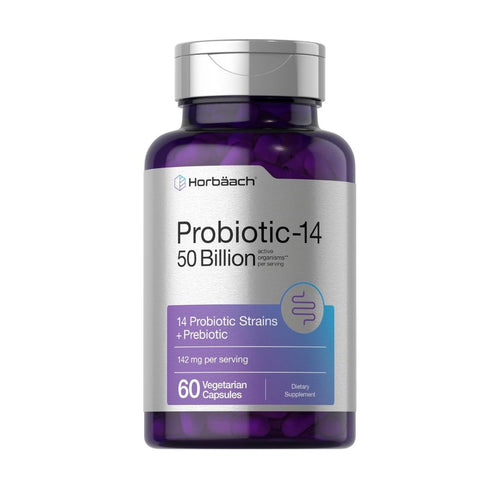 Probiotics - 14 with Prebiotics by Horbaach Vitamins Amazon 50 Billion 60 Capsules