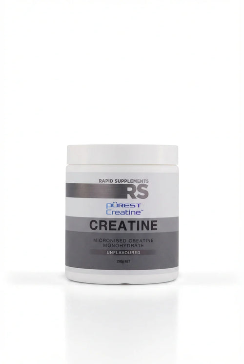 Purest Creatine by Rapid Supplements 250g micronised creatine monohydrate unflavoured powder supplement