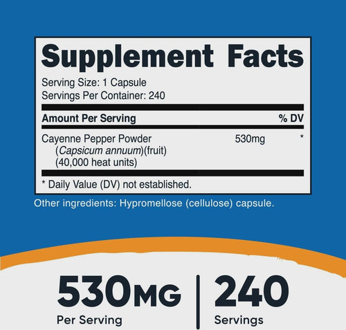 Nutricost Cayenne Pepper 530mg | 40,000 Heat Units - 240 Capsules.