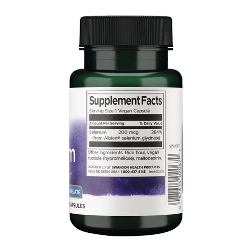 Swanson, Albion Selenium Complex, 200 mcg , 90 Capsules, supplement facts panel