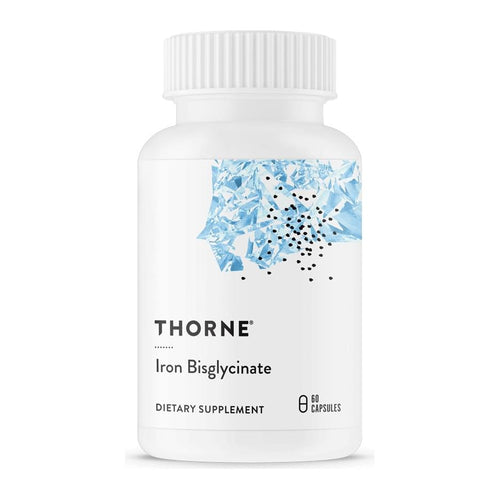 Thorne Iron Bisglycinate 60 Capsules (25 mg per Capsule), front of bottle