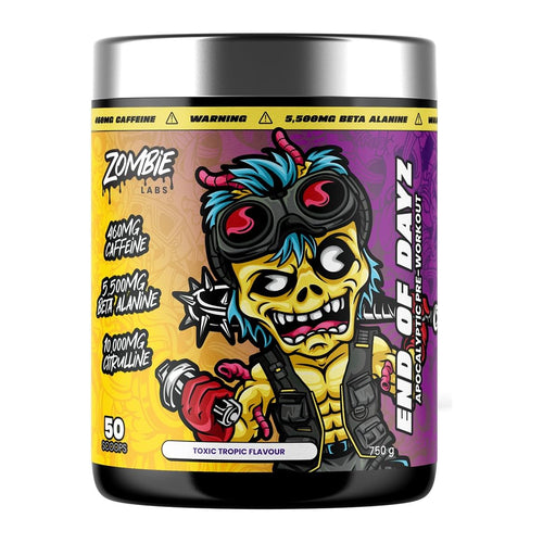 End Of Dayz Pre-Workout 50 Serves by Zombie Labs, Toxic Tropic tub front