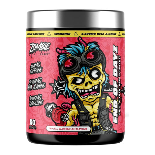End Of Dayz Pre-Workout 50 Serves by Zombie Labs, Wicked Watermelon tub front