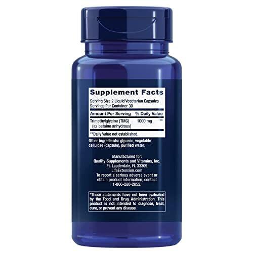 Life Extension TMG Liquid Vegetarian Capsules,500mg- 60 Count Back to results supps247
