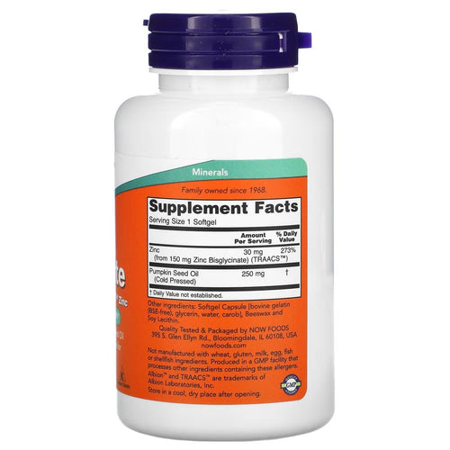 NOW Foods, Zinc Glycinate, 120 Softgels General NOW