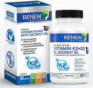 Renew Actives D3 K2 Supplement with Organic Coconut Oil Vitamins & Supplements supps247