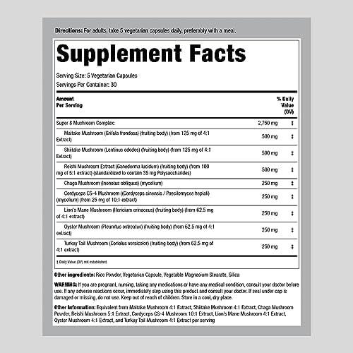 Piping Rock Mushroom Complex Capsules | 2750 mg | 150 Pills Mushrooms Amazon